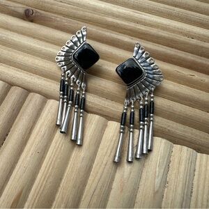 Native American Onyx and sterling silver earrings